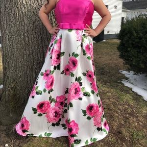 Pink floral prom dress